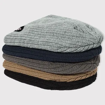 Новая однотонная зимняя шапка с теплой вязкой, Модная высококачественная шапка для взрослых, Простая наклейка из снежной ткани, уличная шапка