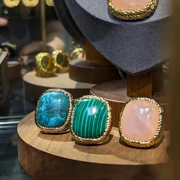 Новое роскошное кольцо из красочного натурального камня в стиле ретро в дворцовом стиле в подарок