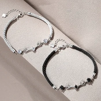 Новый браслет с оленем из стерлингового серебра 925 пробы и кристаллом циркона для женщин, оригинальные дизайнерские Модные Аксессуары для вечеринок, ювелирные изделия, Подарки