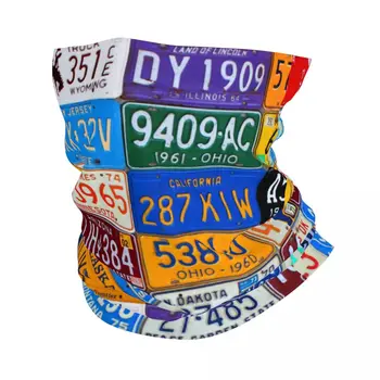 Номерные знаки США Автомобильная Бандана, шейный платок с принтом, шарф, теплая Балаклава, рыбалка для мужчин, женщин, взрослых, Ветрозащитный