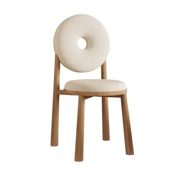Обеденный стул современный скандинавский минималистичный стул для макияжа со спинкой домашняя спальня кремовый стул из овечьей шерсти