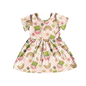 Одежда для маленьких девочек Святого Патрика, комплекты с короткими рукавами, платье, комбинезон, детский счастливый костюм, Бутик детской одежды оптом