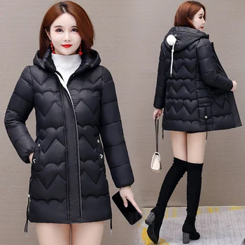 Одежда зимняя 2023 женщин новый стиль тонкий Fit и Slim вниз западном стиле CottonJacket теплый с капюшоном пальто мамино пальто