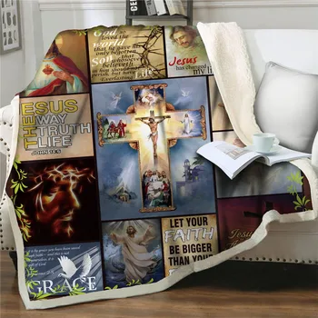 Одеяло Grace Jesus 3D Sherpa Модное покрывало для взрослых Подарок на Новый Год Постельное Белье для пикника Путешествия Украшения дома Одеяла Чехол для дивана