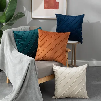 Однотонная бархатная клетчатая наволочка, современный простой стиль, декор домашнего дивана, Чехол для спинки офисного кресла, квадратный чехол для подушки