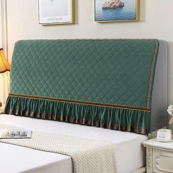 Однотонный плюшевый чехол для изголовья кровати, утолщенная эластичная защита спинки кровати 