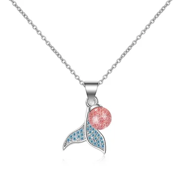 Ожерелье с подвеской в виде хвоста русалки из лунного камня S925 пробы для женщин (40 см + 3,5 см) Бесплатная доставка по роскошным ювелирным изделиям