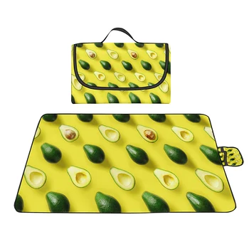 Оксфордские коврики для пикника с фруктами и авокадо, водонепроницаемые, защищенные от песка, складные, компактные, легкие, пляжные одеяла для кемпинга, пеших прогулок на лужайке