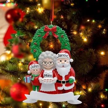 Персонализированный семейный кулон с орнаментом в виде Рождественской елки, декор для вечеринки, название 