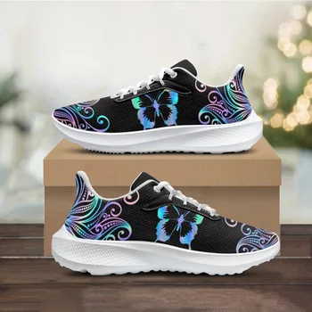Подарочные кроссовки для любителей бабочек, Женская нескользящая повседневная обувь на шнуровке, дышащие летние осенние модные уличные кроссовки 2023 года