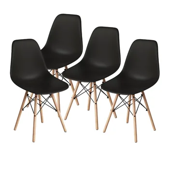 Предварительно собранный обеденный стул в современном стиле Mid Century DSW, пластик Shell Casual, черный Nordic 