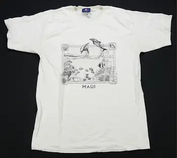 Редкая винтажная футболка DEL SOL Maui Dolphins Swimming Ocean Beach 90-х годов, Белая SZ L