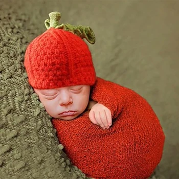 Реквизит для фотосъемки новорожденных, шляпа в виде тыквы и набор оберток для милых детских фотографий, обязательная кепка для любителей фотографии