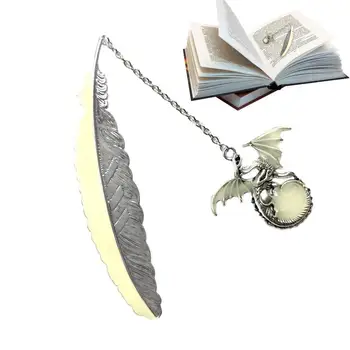 Ретро Красивый подарок, светящиеся металлические закладки с перьями дракона, металлические закладки, винтажные закладки