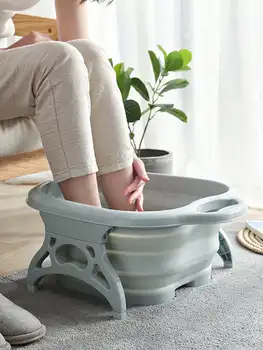 Складное домашнее роликовое массажное ведро для ванны для икроножных ног Складное ведро для ног Пластиковая термоусадочная переносная подставка для ног