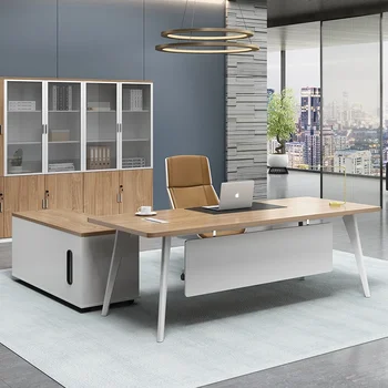 Современная офисная мебель из меламиновой доски, Рабочее место менеджера, Деревянный офисный стол для руководителя