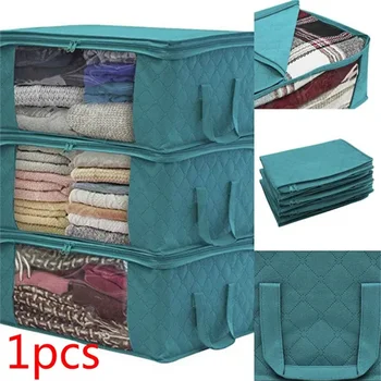 Сумка для хранения нетканого одеяла, складная сумка-органайзер для одежды, Пылезащитный домашний шкаф, Прозрачное окно, сумка для хранения Большой емкости