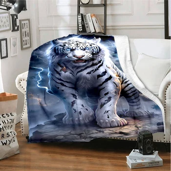 Супер мягкое одеяло с 3D рисунком животного мира, тигра и льва, подходящее для детей, мальчиков и подростков, игровое постельное белье, диван-софа