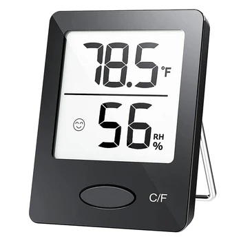 Термометр для гигрометра в помещении, комнатный термометр с большим ЖК-дисплеем, монитор влажности для домашнего офиса Черный