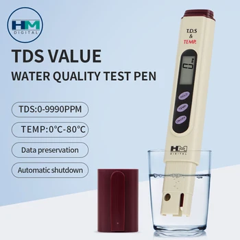 Тестер качества воды 2 в 1, Портативная ручка для измерения температуры TDS, ЖК-дисплей, зонд из титанового сплава для питьевой воды, Аквариумы, бассейны