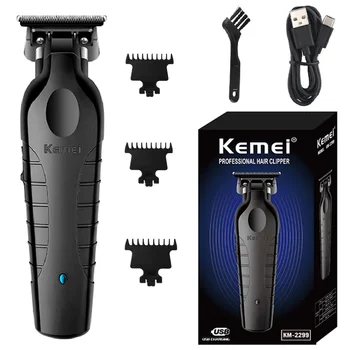 Триммер для волос Kemei Zero blade, профессиональный Триммер для бороды для мужчин, электрическая машинка для стрижки волос, перезаряжаемая машинка для стрижки волос, парикмахерская