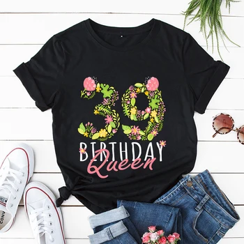 Футболки на день рождения 50 и 50-летия, женские футболки с забавным рисунком, Дизайнерская одежда 2000-х годов Y2k, Топы для девочек с 29-м/39-м Днем рождения королевы