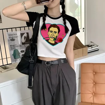 футболки Николаса Кейджа, женская летняя футболка с аниме-комиксами для девочек
