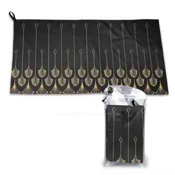 Черное с золотым Деко Персонализированное Мягкое полотенце с принтом для дома и на открытом воздухе Классическое Ретро Современное Геометрическое Украшение Gatsby Daisy