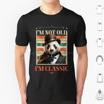 Я не старый, я Классический, забавная панда, футболка в винтажном стиле, хлопок, мужчины, женщины, принт своими руками с очаровательным портретом